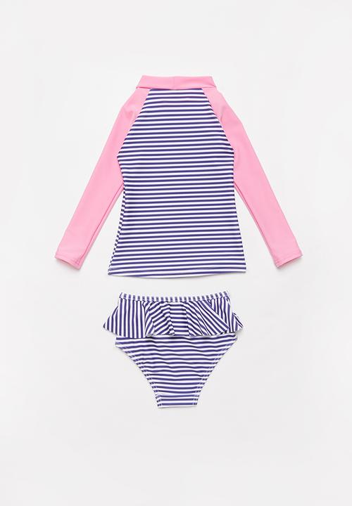 Pop Candy - Stripe 2 piece swimsuit - navy & pink 