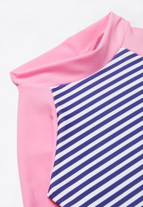 Pop Candy - Stripe 2 piece swimsuit - navy & pink 