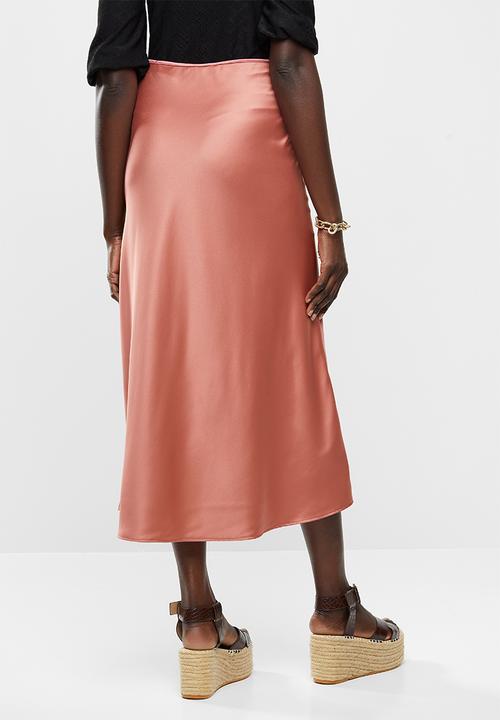 VELVET - Satin bias midi skirt - rose shadow