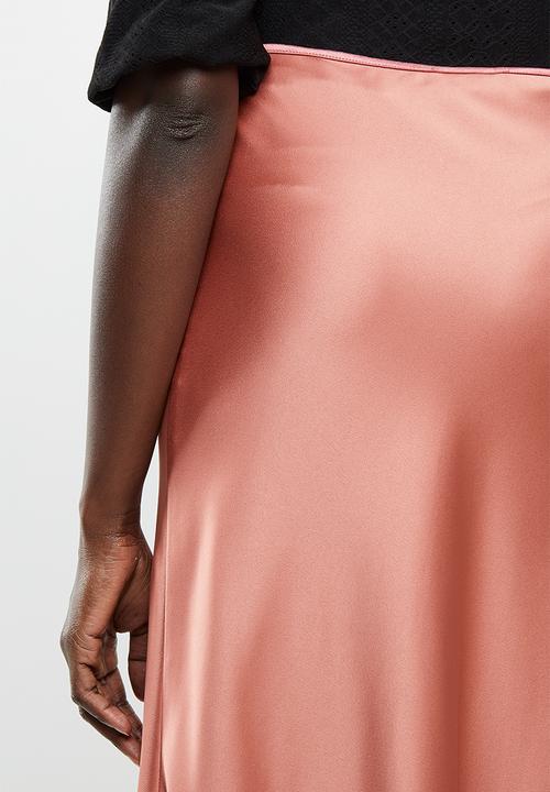 VELVET - Satin bias midi skirt - rose shadow