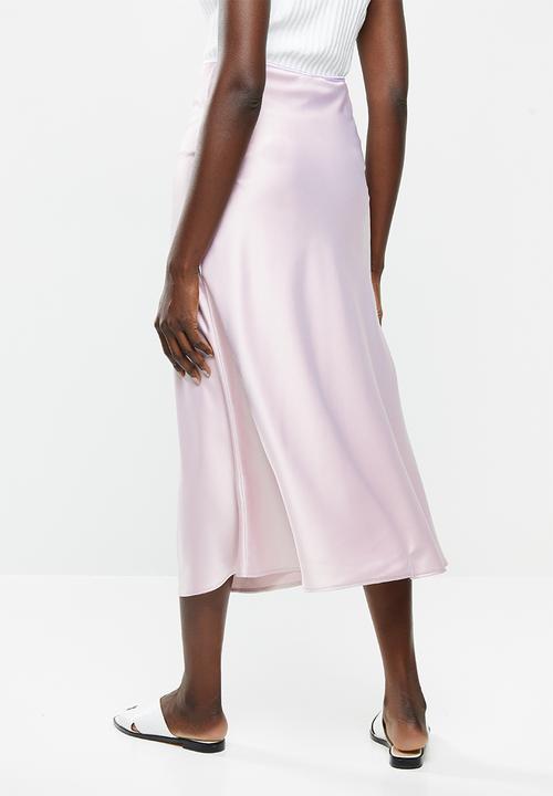 VELVET - Satin bias midi skirt - ice lilac