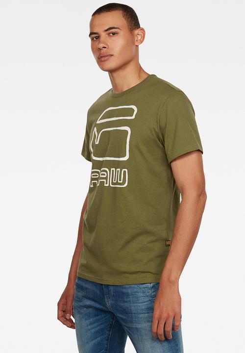G-STAR - Graphic GRaw straight T-shirt - sage