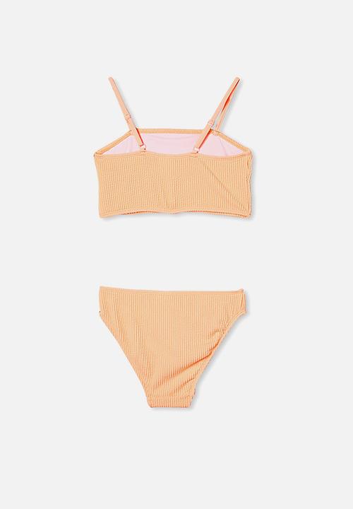 Free by Cotton On - Millie rib tankini - tropical orange