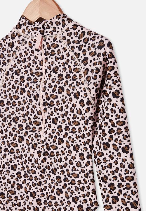 Cotton On - Lydia one piece - peach whip snow leopard