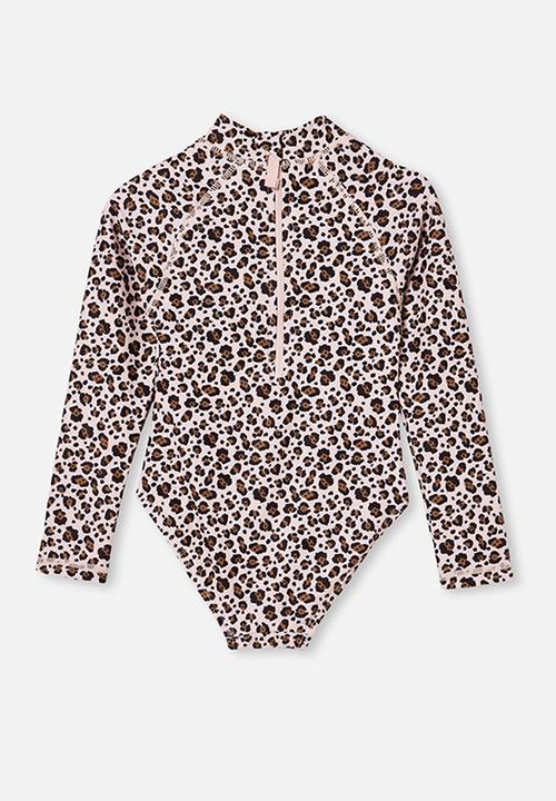 Cotton On - Lydia one piece - peach whip snow leopard