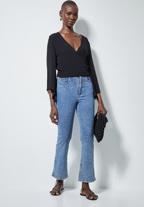 Superbalist - Wide sleeve wrap blouse - black