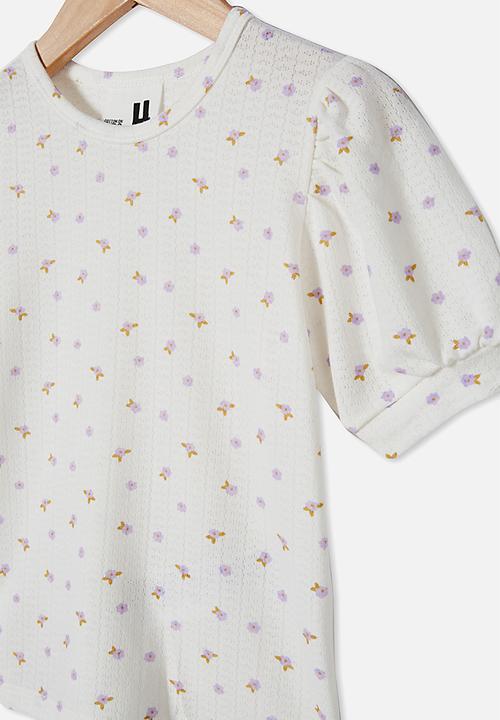 Cotton On - Jasmine puff sleeve top - vanilla ditsy floral