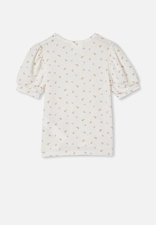 Cotton On - Jasmine puff sleeve top - vanilla ditsy floral