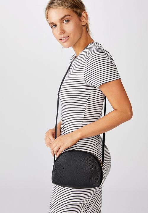 Rubi - Double zip half moon bag - black