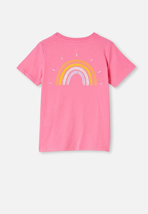 Cotton On - Penelope short sleeve tee - pink punch rainbow
