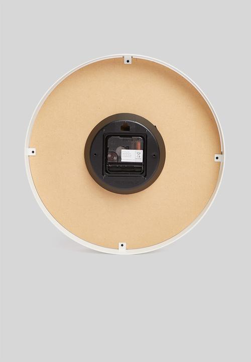 Present Time - Dashed wall clock - natural & white