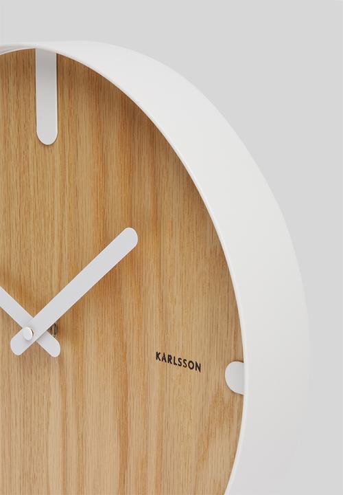 Present Time - Dashed wall clock - natural & white