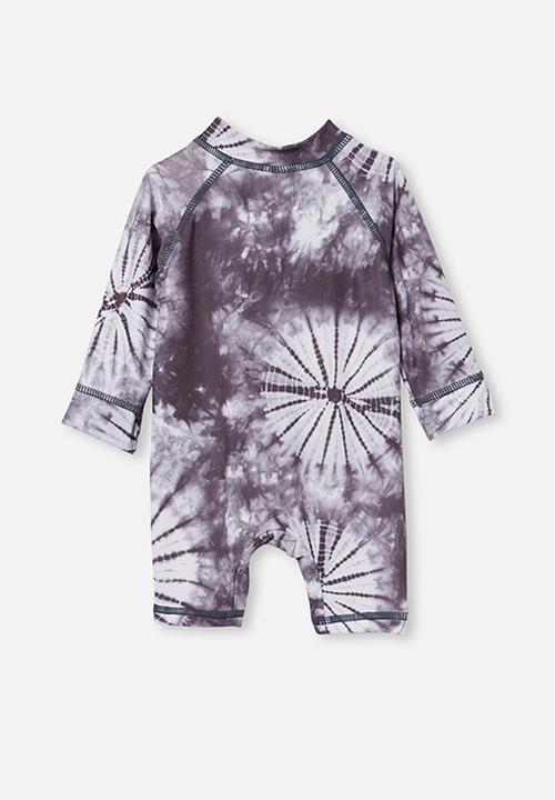 Cotton On - Cameron long sleeve swimsuit - graphite grey tie dye