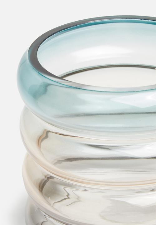 Present Time - Rings glass vase/candle canister small - multi
