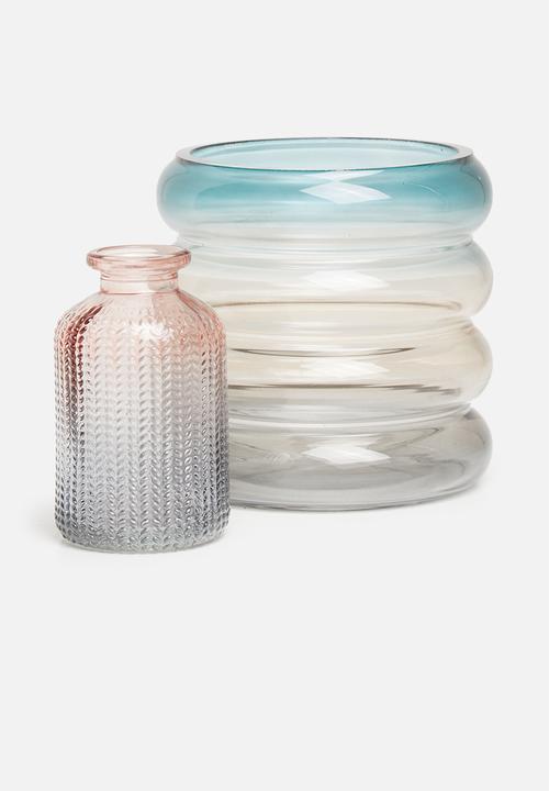 Present Time - Rings glass vase/candle canister small - multi