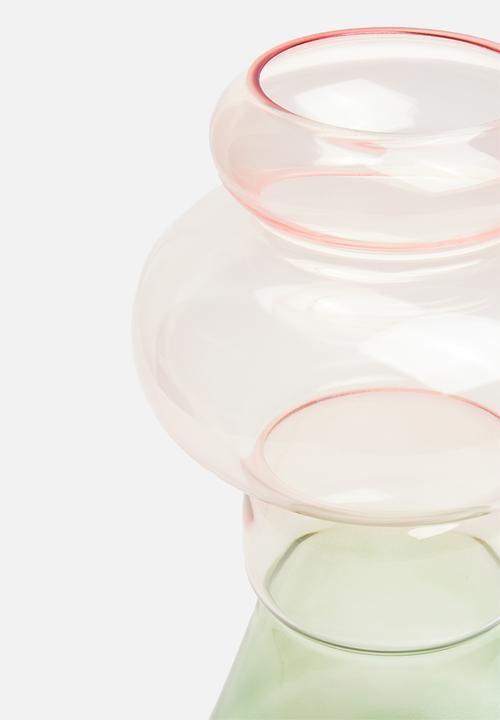 Present Time - Morgana glass vase medium - pink & green