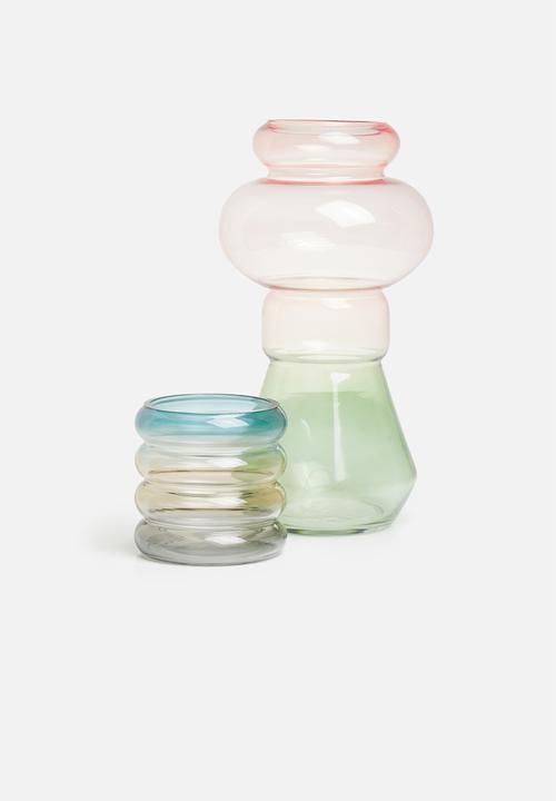 Present Time - Morgana glass vase medium - pink & green