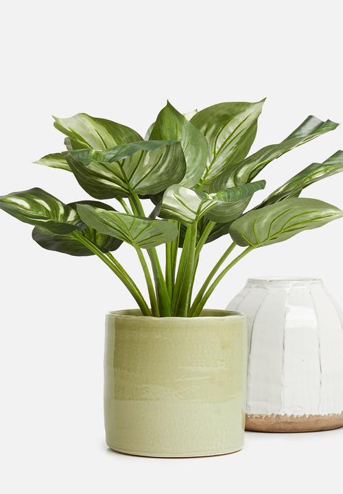 Silk By Design - Round ceramic flower pot - stone grey