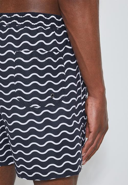 Superbalist - Baja printed swimshorts - navy & white wave