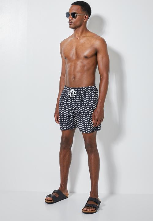 Superbalist - Baja printed swimshorts - navy & white wave