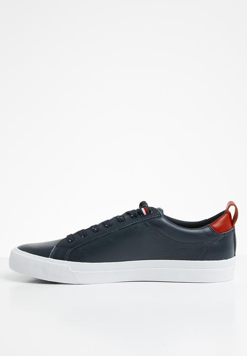 Tommy Hilfiger - Flag detail leather sneaker - navy 