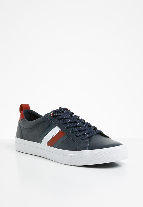 Tommy Hilfiger - Flag detail leather sneaker - navy 
