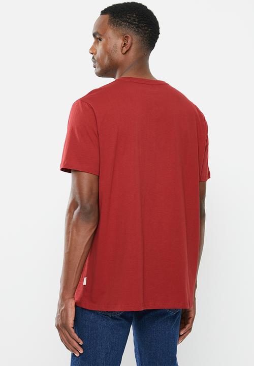 Wrangler - Rectangle logo tee - red dahila