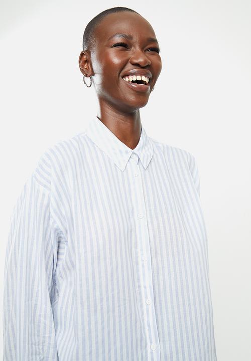 MANGO - Shirt longui - blue & white