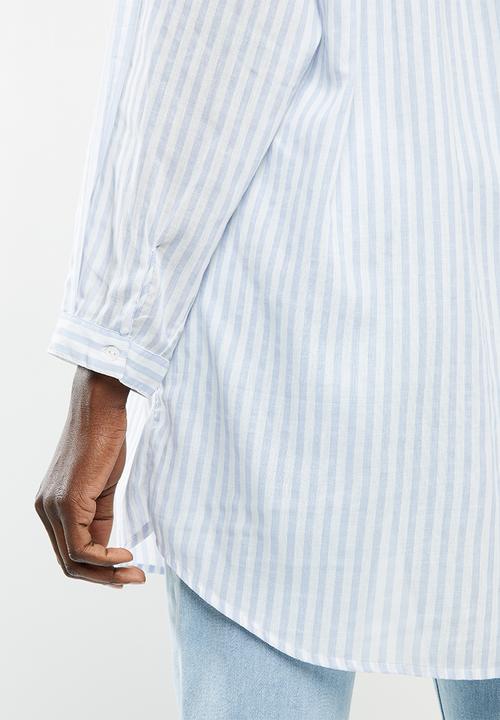 MANGO - Shirt longui - blue & white
