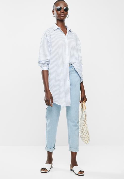 MANGO - Shirt longui - blue & white