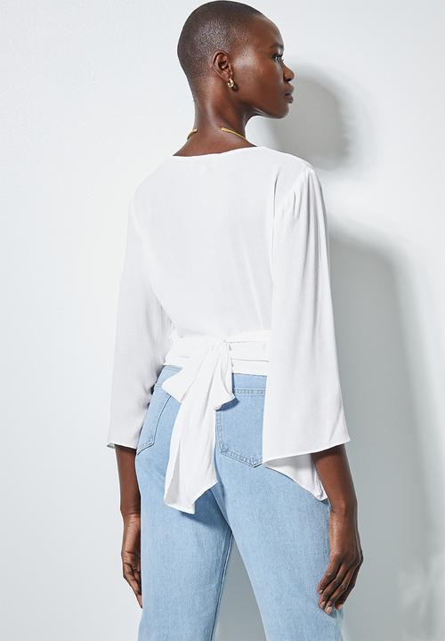 Superbalist - Wide sleeve wrap blouse - white