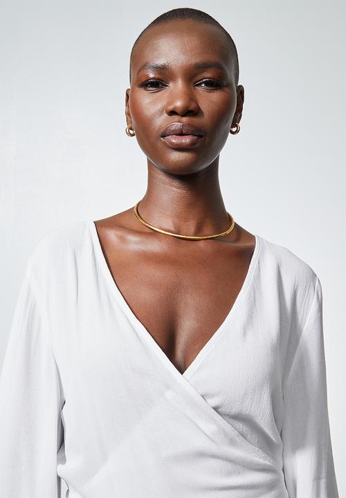 Superbalist - Wide sleeve wrap blouse - white