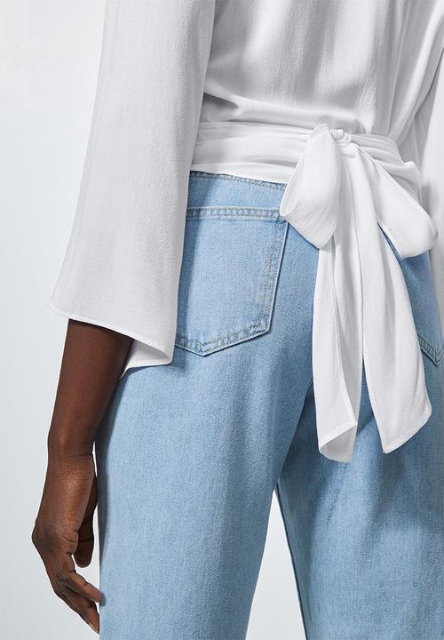 Superbalist - Wide sleeve wrap blouse - white