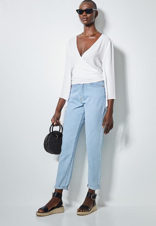 Superbalist - Wide sleeve wrap blouse - white