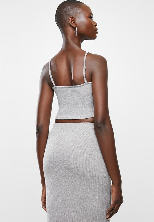 VELVET - Knit strappy crop top - grey