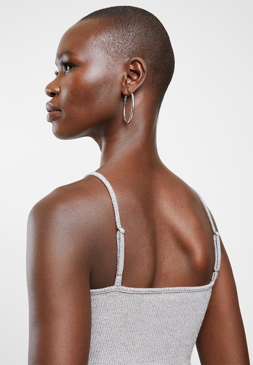 VELVET - Knit strappy crop top - grey