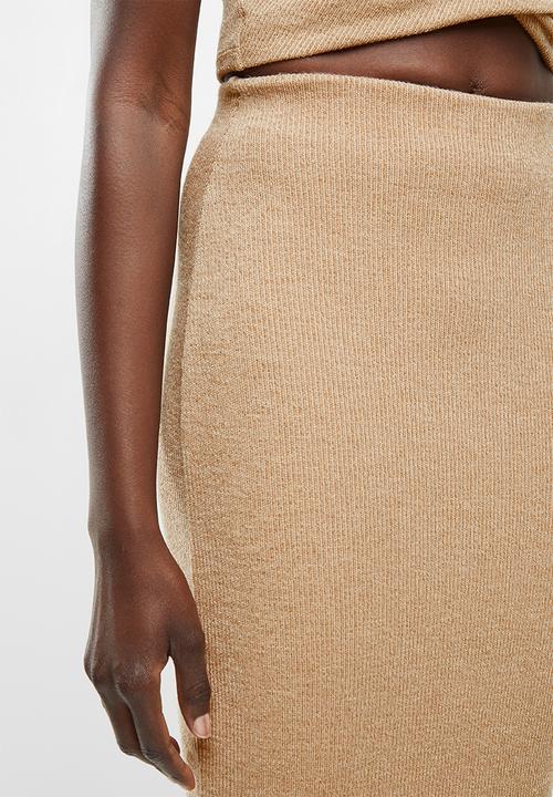 VELVET - Knit bodycon skirt - beige 