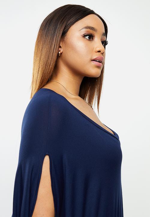 edit Plus - Easy fit drape dress - navy