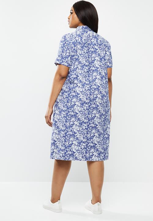 AMANDA LAIRD CHERRY - Relaxed tunic with shirt collar - blue & white