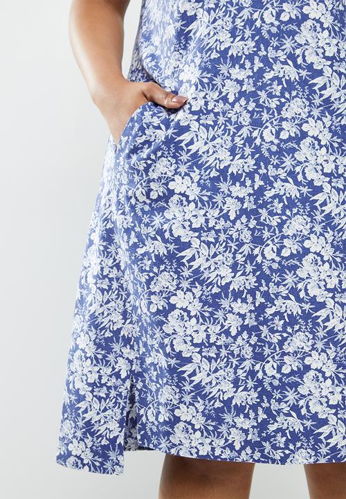 AMANDA LAIRD CHERRY - Relaxed tunic with shirt collar - blue & white