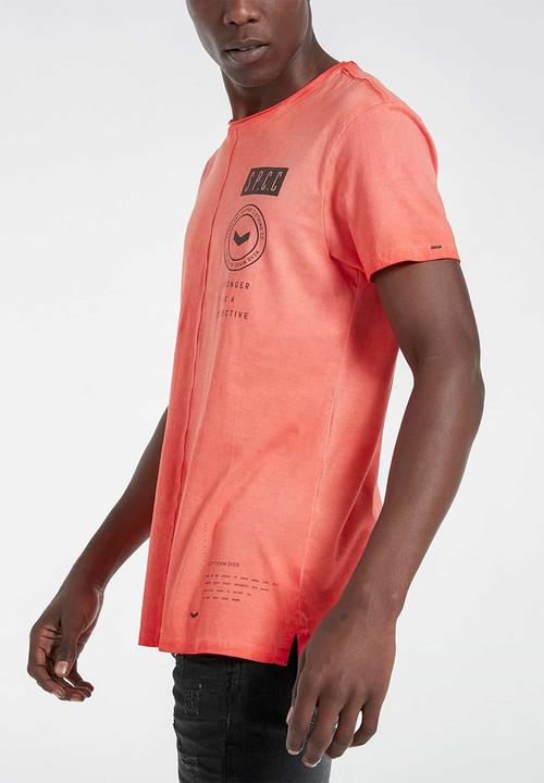 S.P.C.C - Keats premium stepped hem T-shirt - orange 