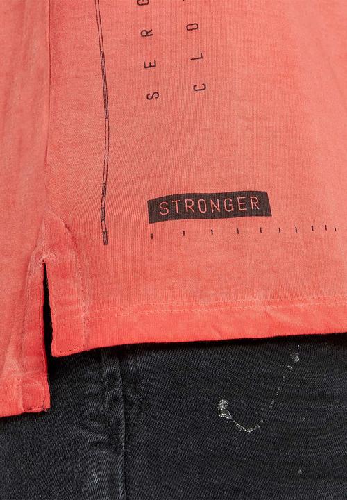 S.P.C.C - Keats premium stepped hem T-shirt - orange 