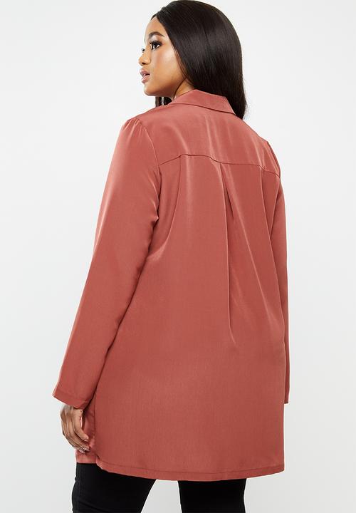 Vero Moda - Plus Lia long blazer - rust 