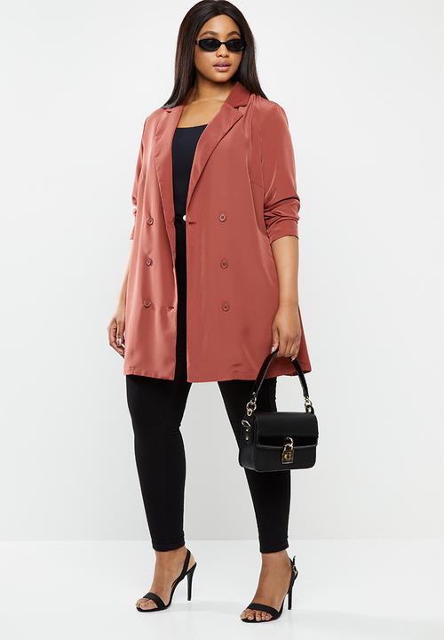 Vero Moda - Plus Lia long blazer - rust 