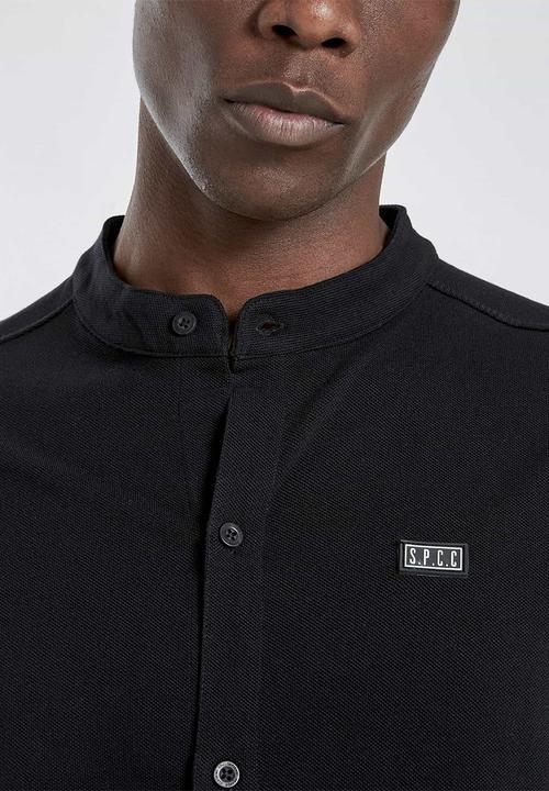 S.P.C.C - Kent signature button through knit shirt - black