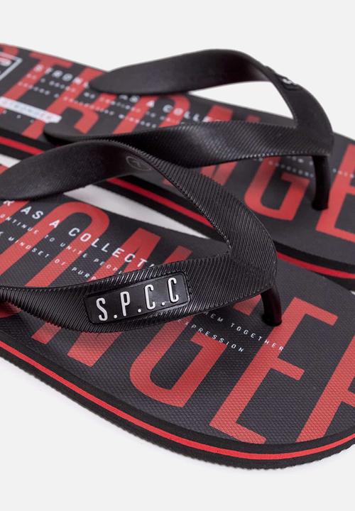 S.P.C.C - Dune fashion printed flip flops - black