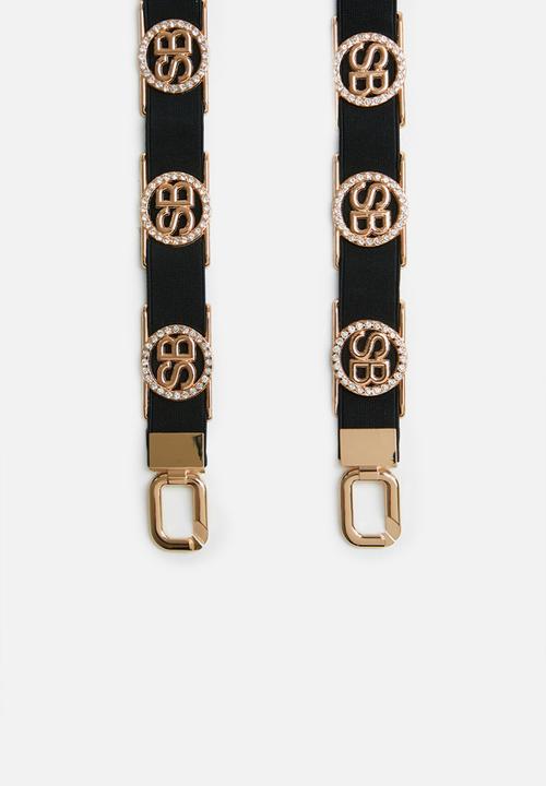 SISSY BOY - Karma elasticated bling branded belt - black