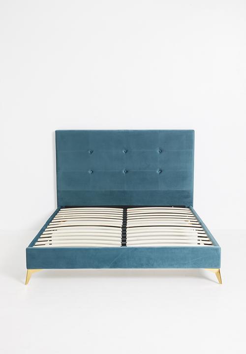 Sixth Floor - Deco button upholstered bed & headboard - Petrol - Queen