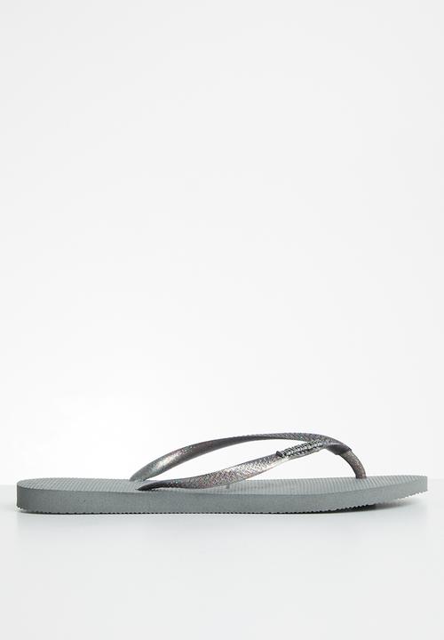 Havaianas - Slim logo metallic - steel grey & rainbow grey glitter