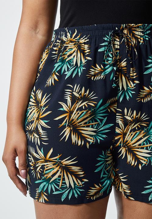 Superbalist - High waist shorts - navy palm print